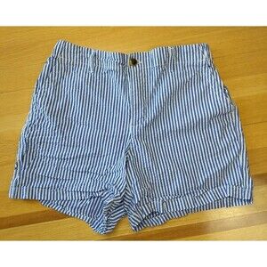 Old Navy OG Chino Womens Shorts Medium Seersucker Blue White Stripes Pockets Zip